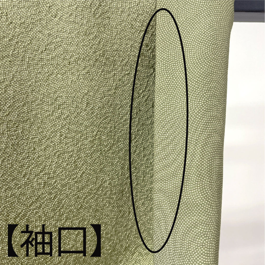 小紋 身丈153.5cm 裄丈62cm 袷 利休色 江戸小紋 作家物 鮫 正絹 Aランク 緑系 1115003443219