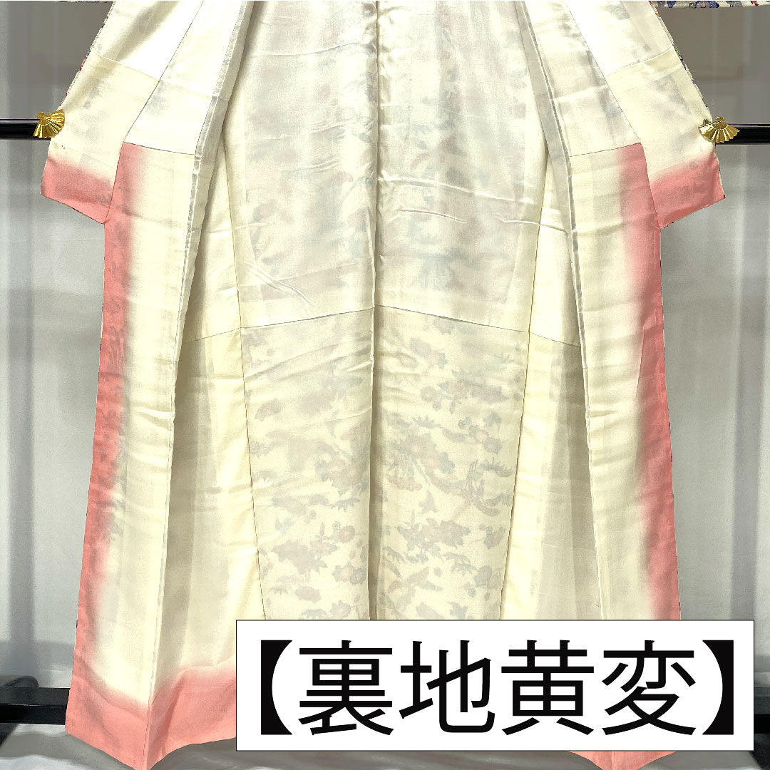 小紋 正絹 身丈157cm 裄丈64cm 袷 生成り色(きなりいろ) 京紅型 吉祥文様 Aランク クリーム系 1115004893315
