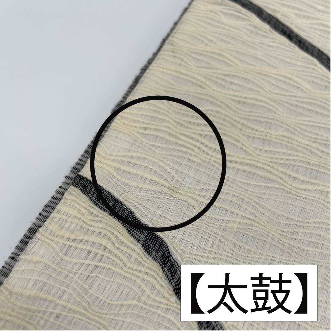 袋帯 正絹 生成り色(きなりいろ) 櫛織 抽象模様 帯丈444cm Aランク ポイント柄 カジュアル モノトーン 1123012343327