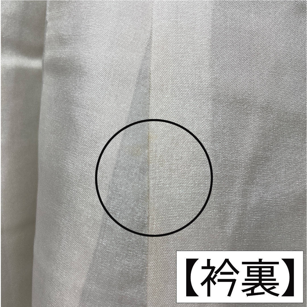 色無地 正絹 身丈157cm 裄丈64cm 柳茶色(やなぎちゃいろ) 一つ紋 蔦 袷 Sランク 緑系 1114001592319