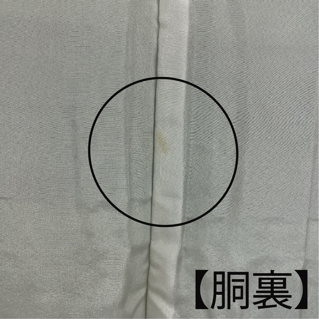 色無地 寿光織 時代人物風景模様 剣片喰 身丈164cm 裄丈66cm 袷 正絹 Sランク 緑系 1114000292319