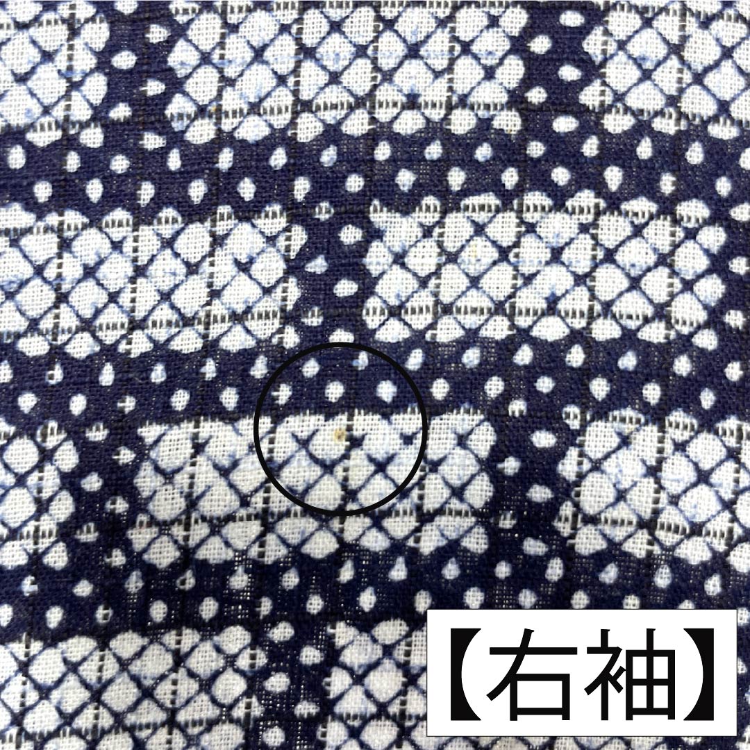 メンズ浴衣 木綿 Aランク 身丈144cm 裄丈68cm 白銅色(はくどういろ) 幾何学模様 居敷当て付き 単衣 グレー系 1138000993422