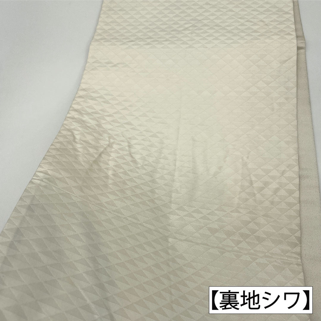 袋帯 正絹 Sランク 染め帯 唐獅子 円相 銀通し 墨描き 帯丈462cm ポイント柄 カジュアル 白系 1123017102411