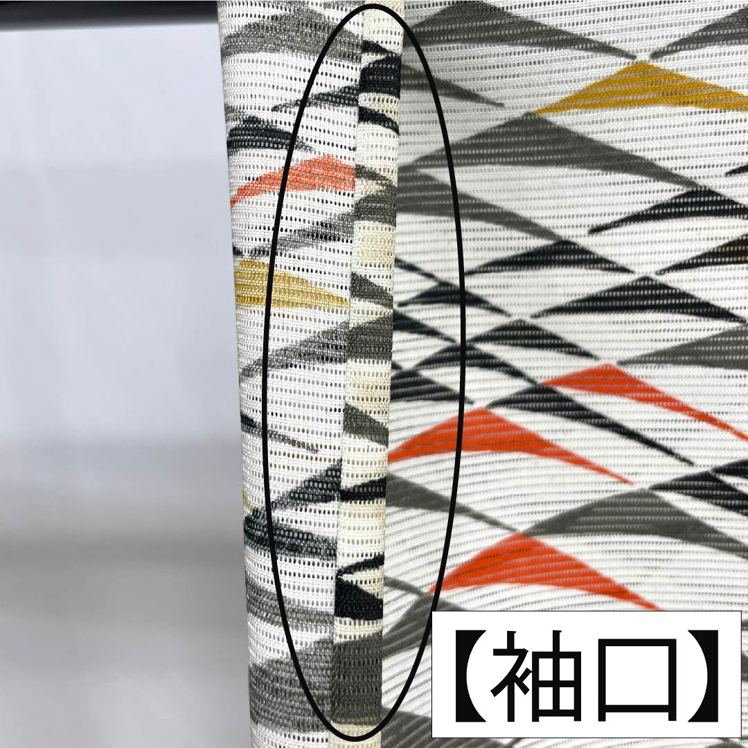 夏物 ポリエステル 小紋 Aランク 身丈163.5cm 裄丈67cm 洗える着物 変り鱗模様 絽 白系 1132006323411