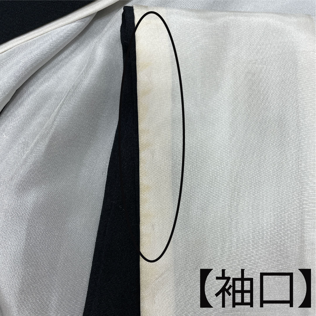 黒留袖 身丈166cm 裄丈66.5cm 袷 京友禅 草花模様 片喰 正絹 Aランク 五つ紋 黒系 1111000743510