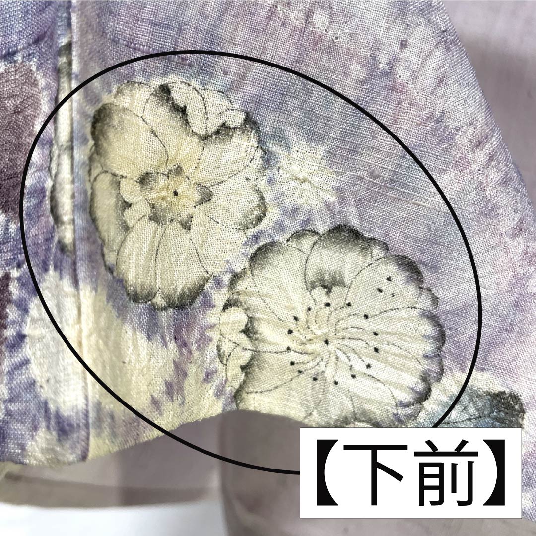 訪問着 正絹 Bランク 単衣 身丈165.5cm 裄丈64.5cm 白藤色(しらふじいろ) 紬地 絞り 作家物 辻ヶ花 紫系 1112007554520