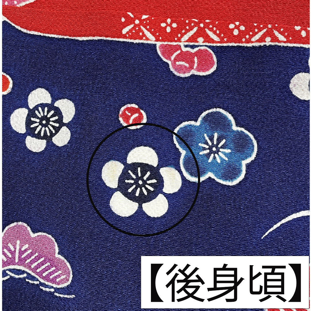 Furisode, pure silk, length 165cm, sleeve length 66cm, lined, lapis lazuli color, Kyoto Bingata, auspicious motif, A rank, navy blue, 1113002053518