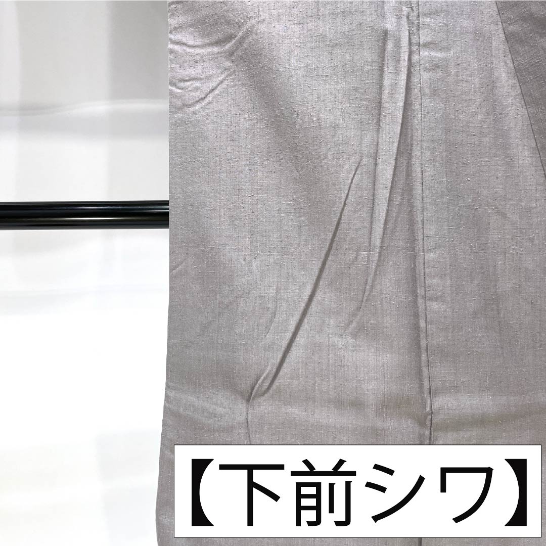 色無地 正絹 Aランク 身丈155.5cm 裄丈63cm 鈍紫色(にぶむらさきいろ) 一つ紋 蔦 真綿紬 袷 紫系 1114002673320