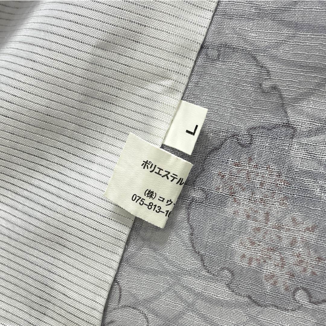 夏物 ポリエステル 小紋 身丈167.5cm 裄丈67.5cm 雪色(せっしょく) 雪輪 小花 紗 Aランク グレー系 1132002403522