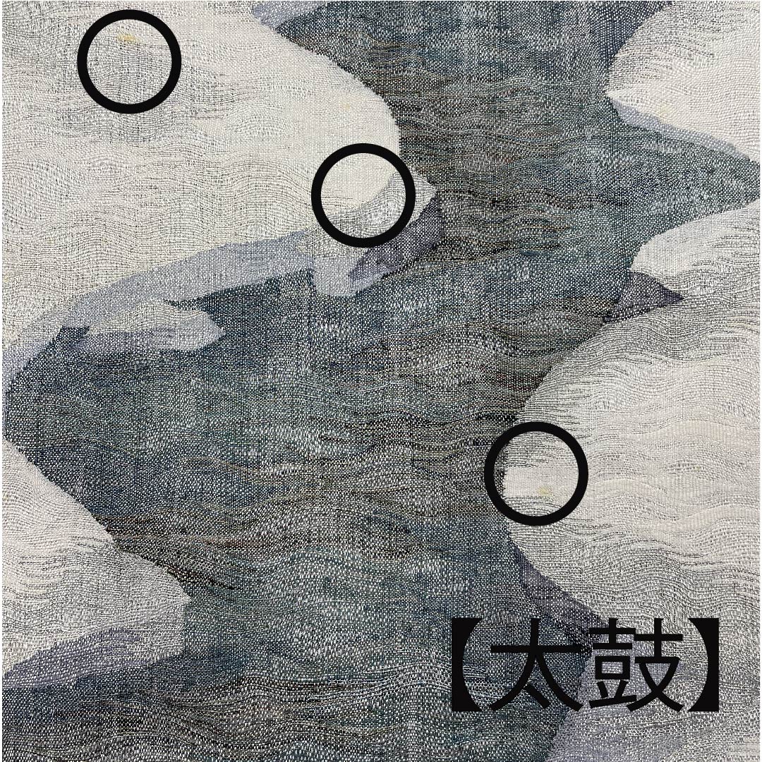 袋帯 銀白色色(ぎんはくしょくいろ) 夏帯 抽象模様 夏物 帯丈430cm 正絹 Bランク ポイント柄 カジュアル グラデーション系 1123007764399