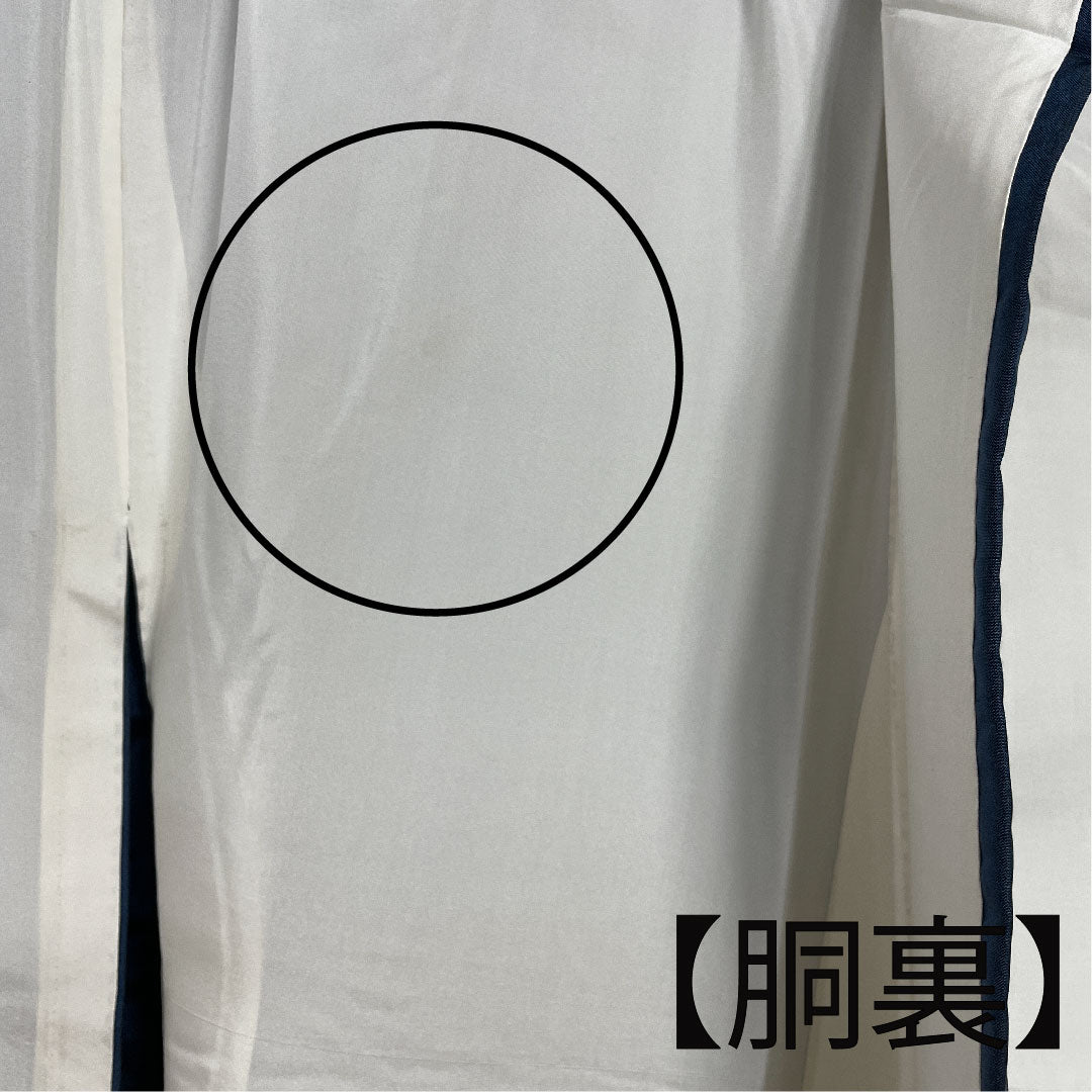 大島紬 身丈155cm 裄丈69.5cm 紺鼠色 藍鉄色 縞模様 正絹 Aランク 袷 青系 1116001693317