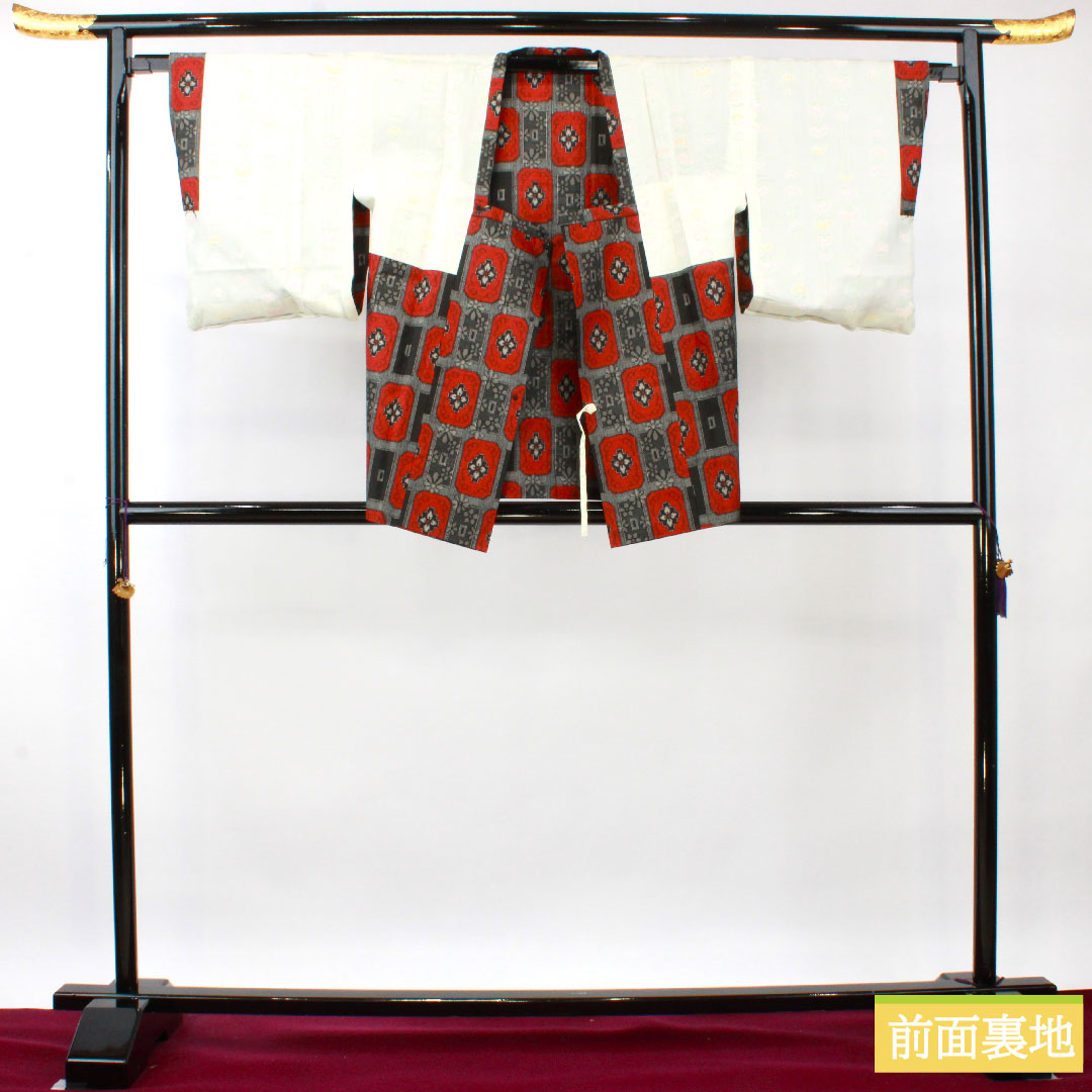 村山大島 正絹 身丈158.5cm 裄丈64.5cm アンサンブル 抽象模様 しつけ糸付き 未使用品 Sランク 袷 黒系 1116003262310