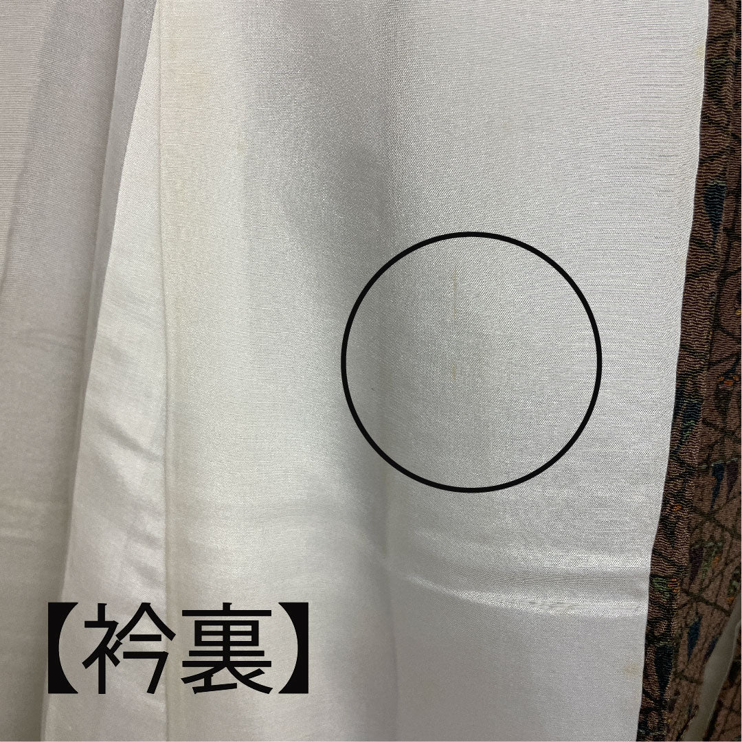 小紋 身丈162cm 裄丈63cm 袷 南部幸雄 籠目に野菜模様 正絹 Aランク 茶系 1115000603314