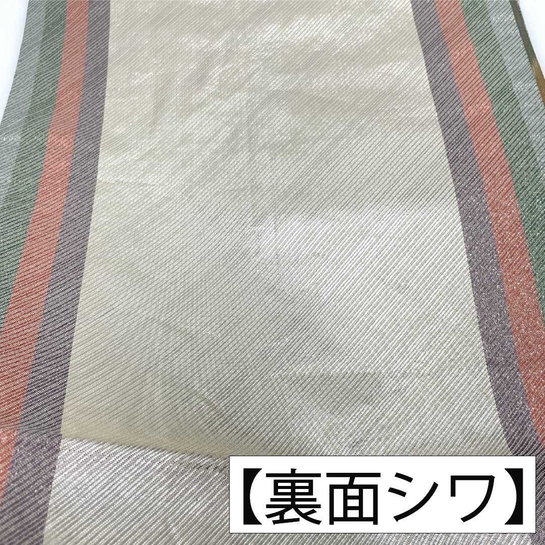 袋帯 正絹 Sランク 西陣織 桜 蝶 帯丈434cm 六通 フォーマル 銀系 1123017992322