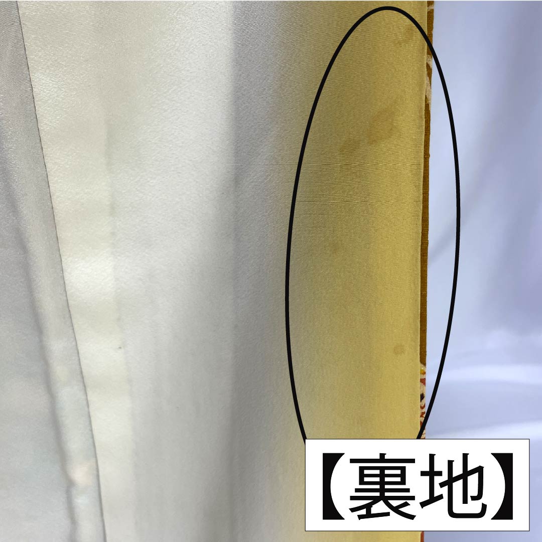 小紋 正絹 Aランク 身丈163.5cm 裄丈64.5cm 袷 金茶色(きんちゃいろ) 京紅型 短冊 紬地 橙系 1115006363426