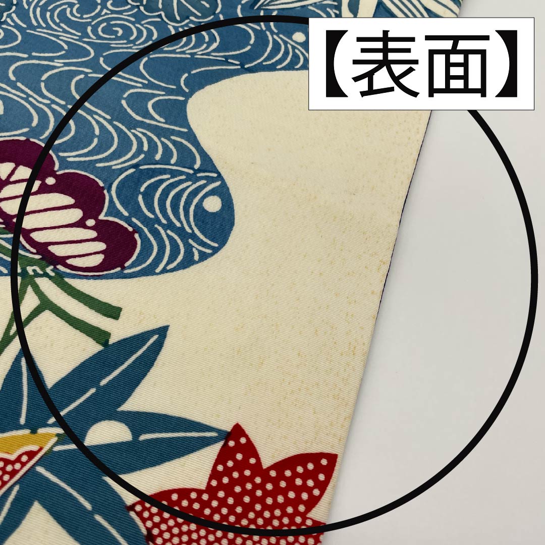 Nagoya obi, Kyoto Bingata, flowing water, camellia, autumn leaves, obi length 336cm, pure silk, B rank, full length, casual, white, 1124007344311, Nagoya style