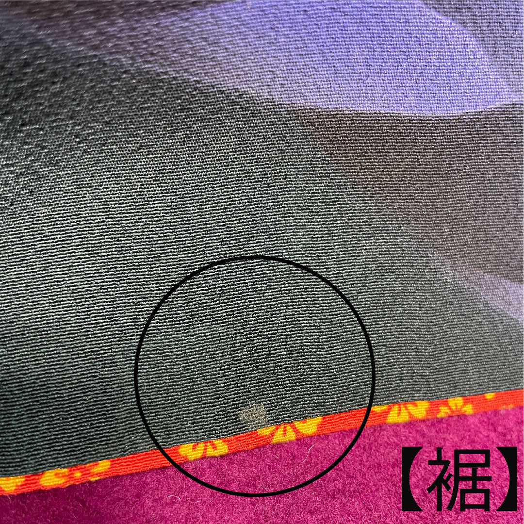 振袖 身丈165cm 裄丈70cm 袷 鉄色 京友禅 花模様 正絹 Aランク 緑系 1113001563519