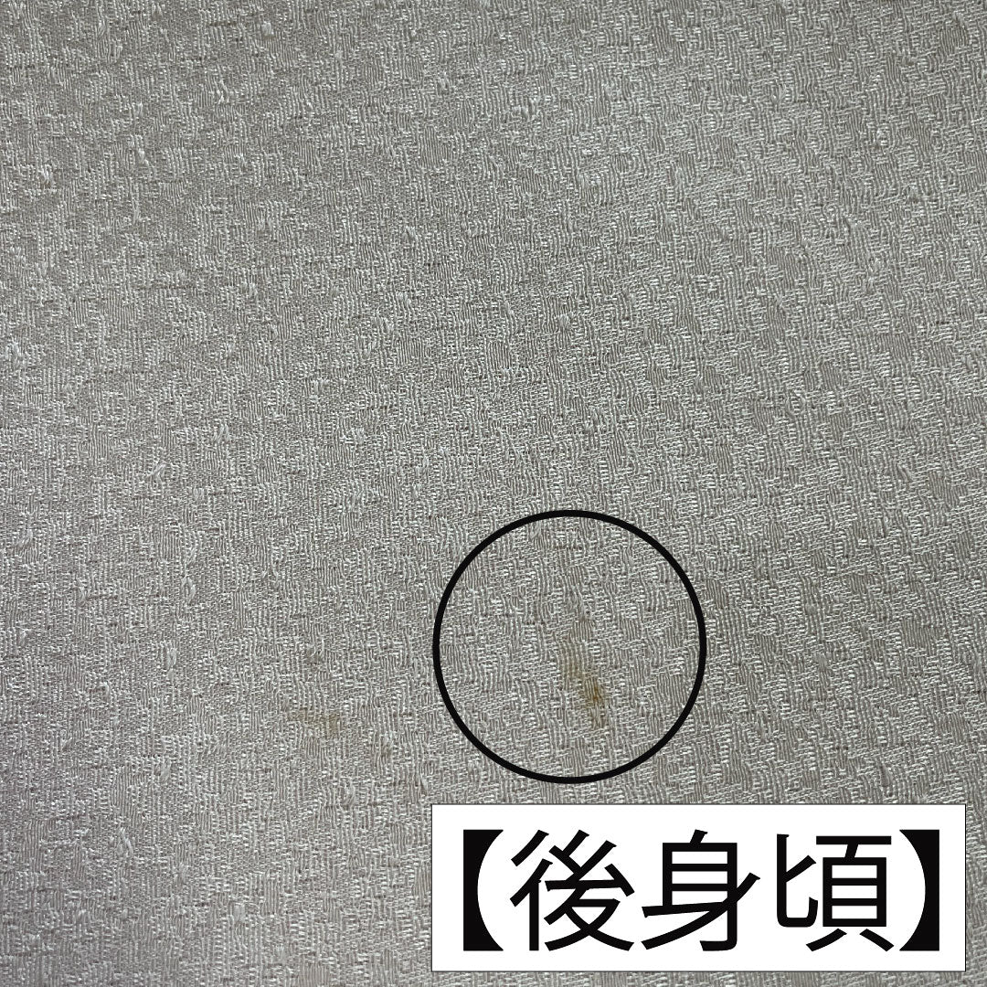 Plain color, polyester, length 170.5cm, sleeve length 65cm, off-white (kinari-iro), washable kimono, one crest, Gosan-kiri, lined, A rank, beige, 1114001263625