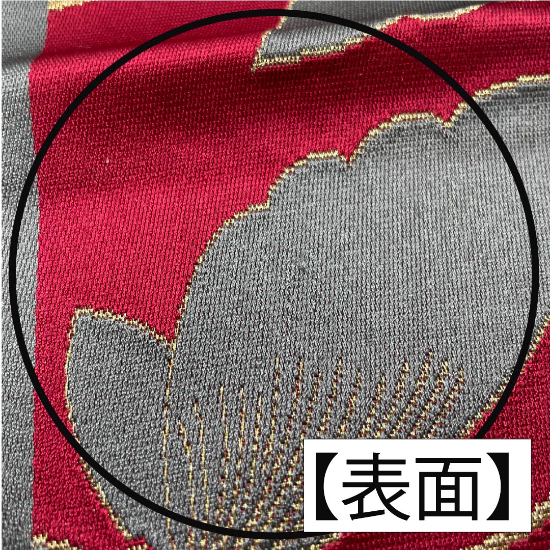 半幅帯 ポリエステル ワインレッド色 蝶 帯丈344cm 紫系 Aランク 1125001743320