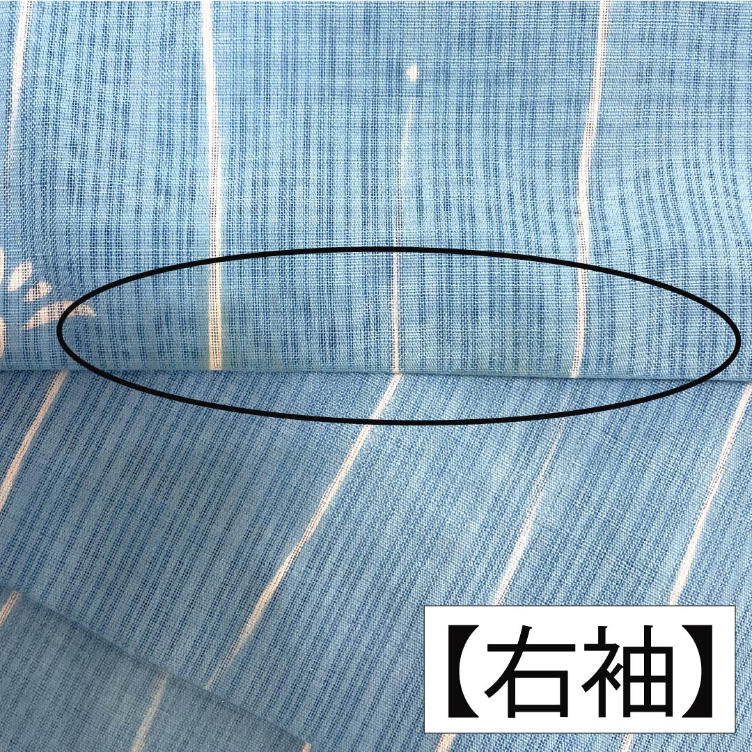 夏物 ポリエステル 小紋 身丈161cm 裄丈68cm 浅藍色(うすらんいろ) 竪絽 縞 鶴 絽 Bランク 水色系 1132002484424