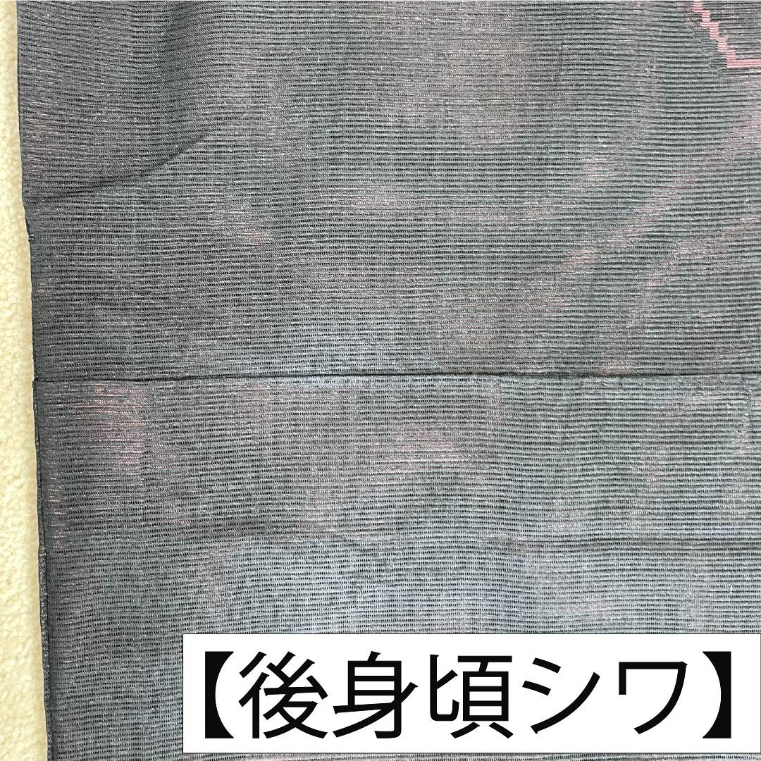 夏物 正絹 お召 Bランク 身丈157cm 裄丈65.5cm 幾何学模様 紗 黒系 1132006444310