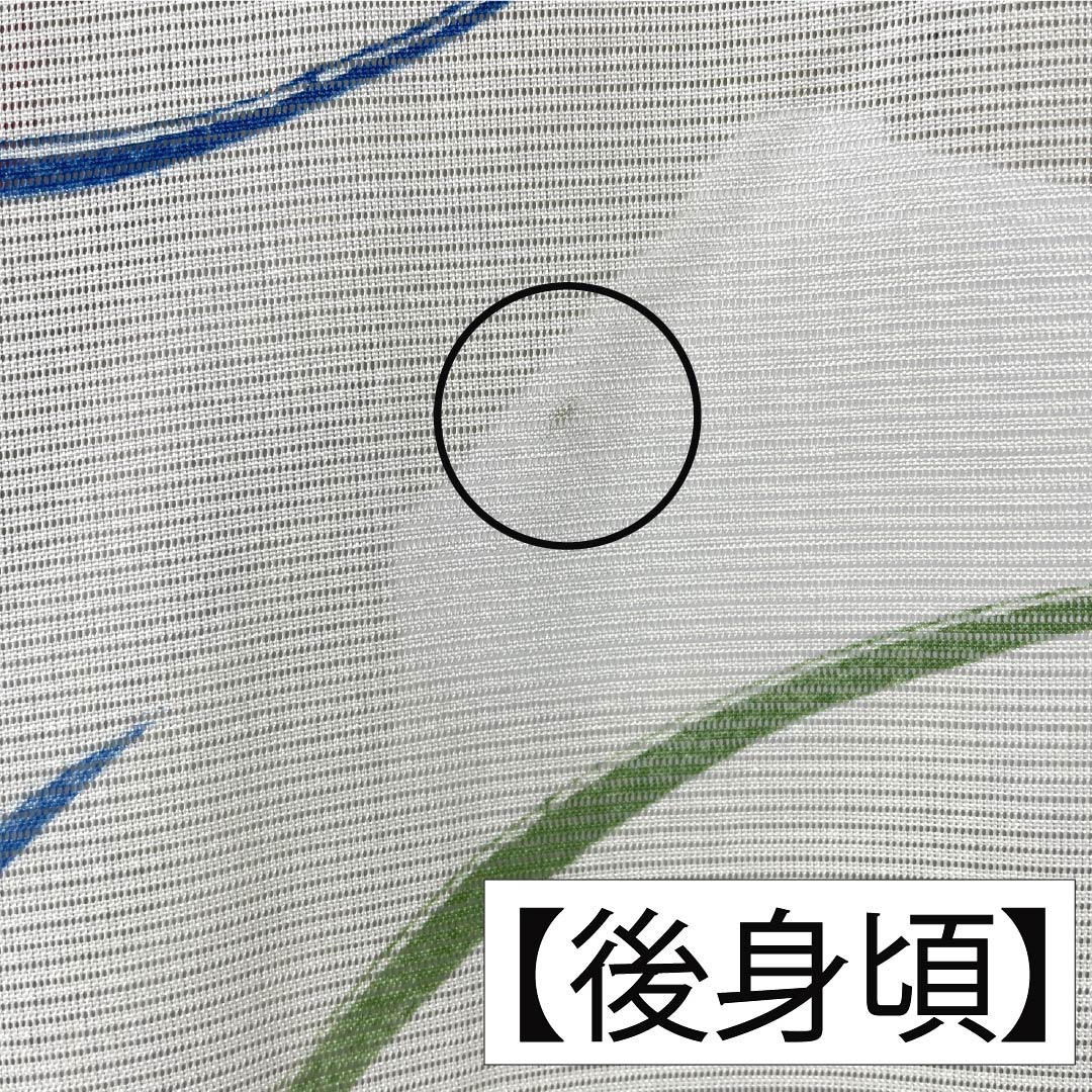 夏物 ポリエステル 小紋 Aランク 身丈166.5cm 裄丈66cm 乳白色(にゅうはくしょく) 洗える着物 草花模様 古典柄 絽 白系 1132007163511