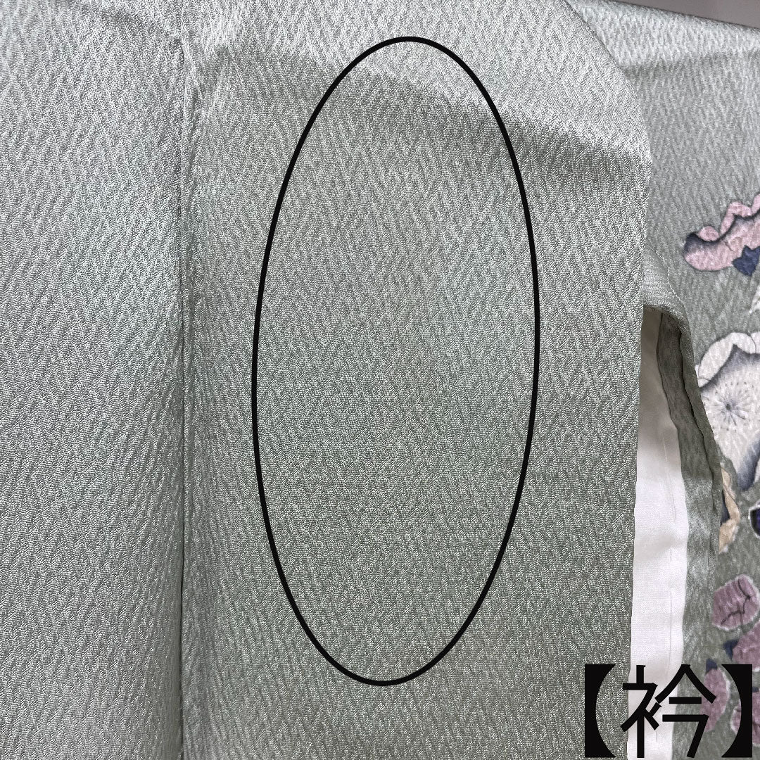 訪問着 正絹 袷 身丈158.5cm 裄丈62.5cm 薄緑色 桐屋翠山工房謹製 辻ヶ花 Aランク 緑系 1112003603319