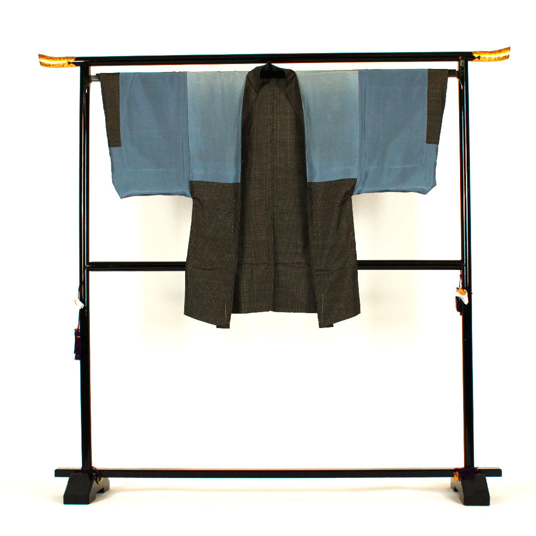 Men's Length 144cm Sleeve length 67cm Oshima Tsumugi ensemble Pure silk S rank Awase Black 1119000202410