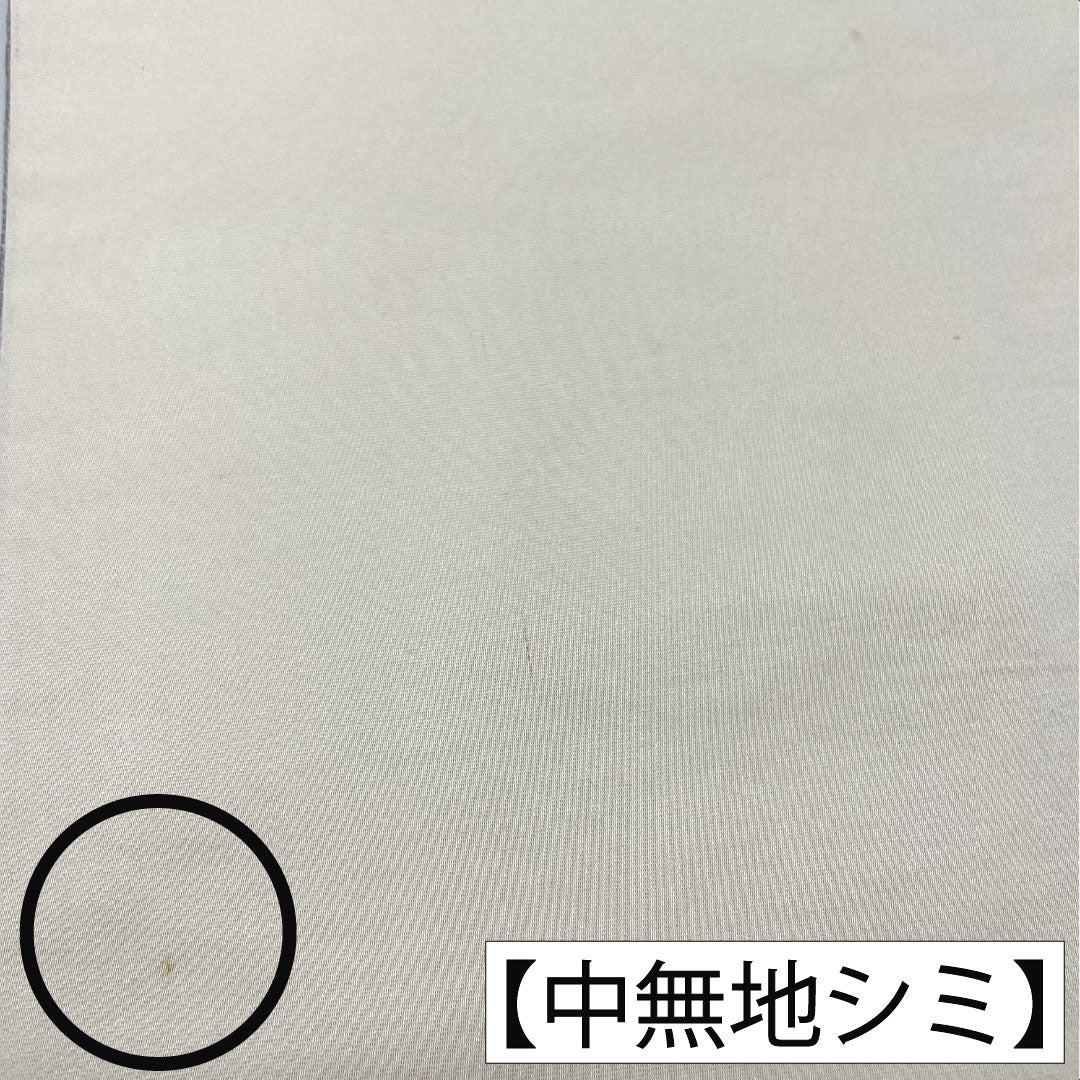 袋帯 正絹 Bランク 白銅色(はくどういろ) 西陣織 波涛鴛鴦 鶴 帯丈424cm 六通 フォーマル グレー系 1123016084322