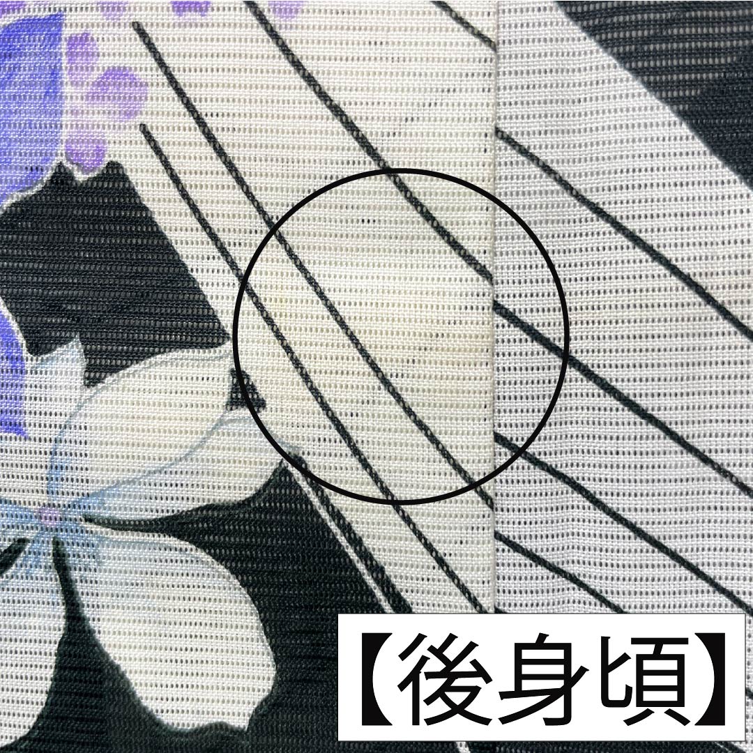 夏物 ポリエステル 小紋 Bランク 身丈159.5cm 裄丈65cm 花柄 洗える着物 絽 黒系 1132005144310