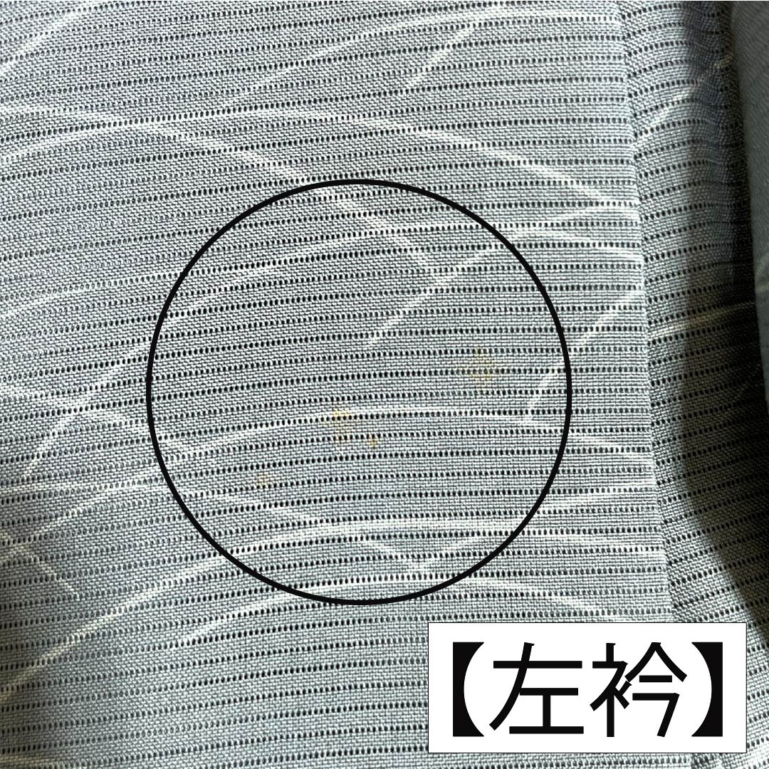夏物 正絹 小紋 Aランク 身丈157cm 裄丈62cm 浅葱鼠色(あさぎねずいろ) 露芝 絽 緑系 1132004713319