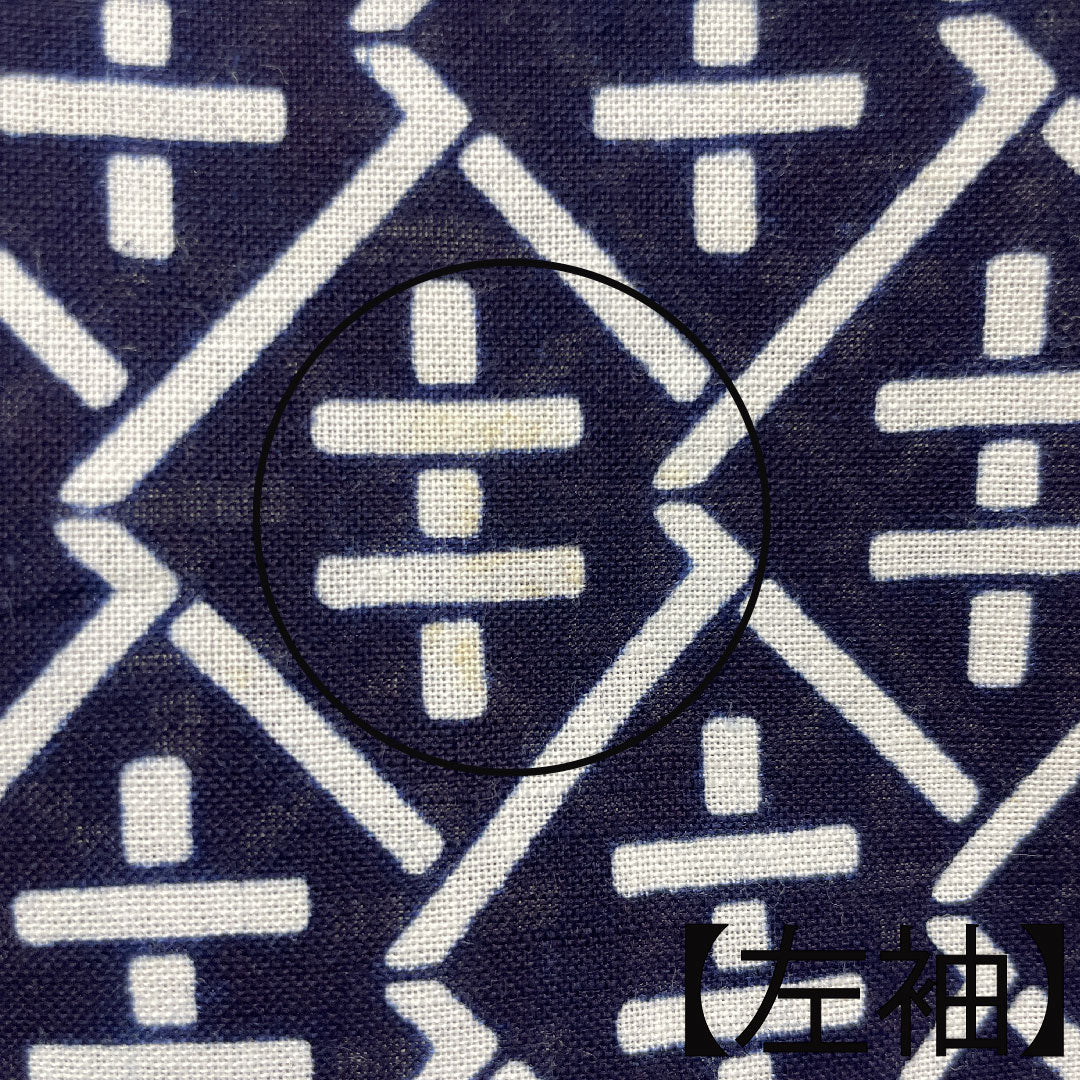 浴衣 男物 幾何学模様 木綿 Bランク 単衣 身丈150cm 裄丈70cm 紺系 1118001614118