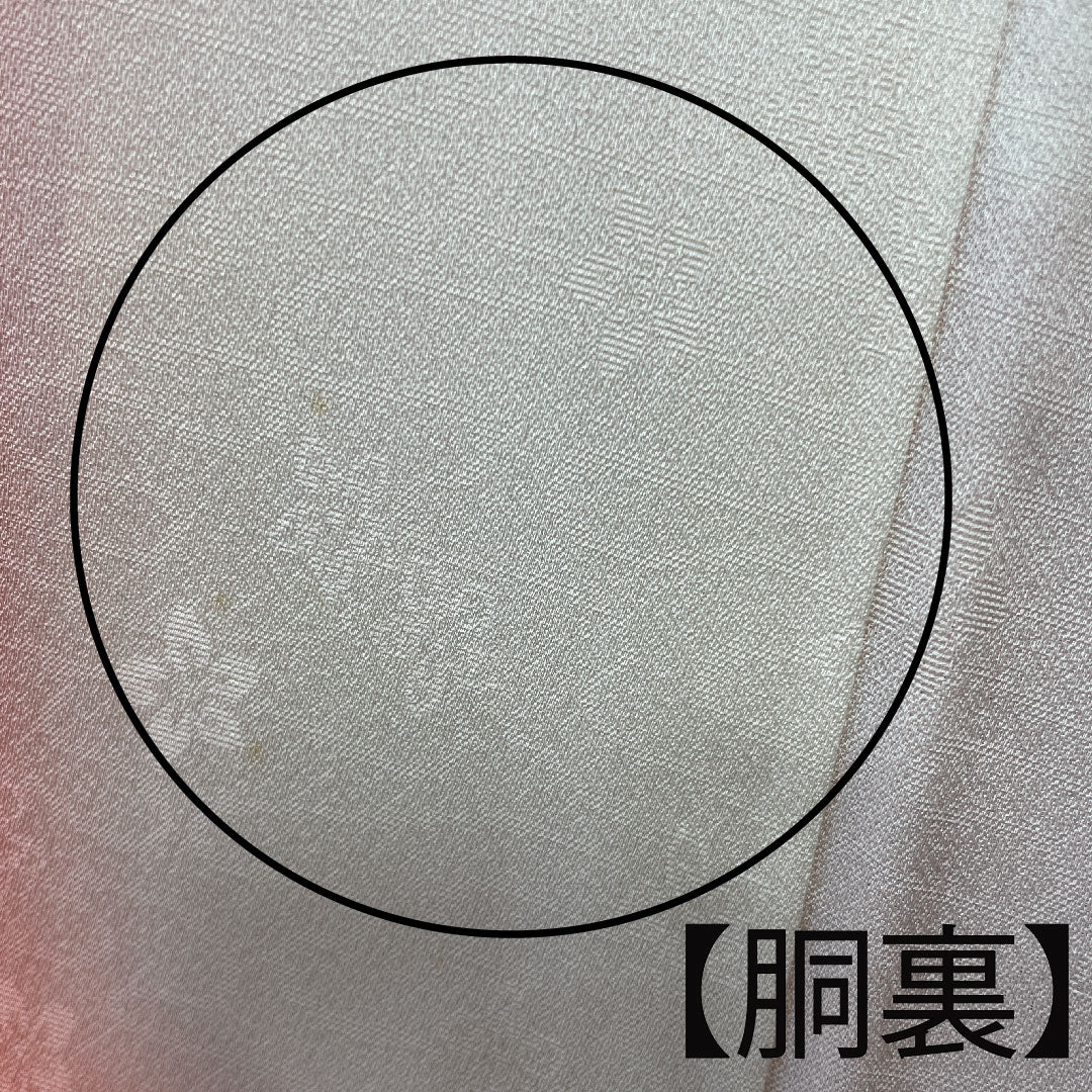 振袖 身丈166cm 裄丈63cm 袷 中紅色 鉾 草花模様 正絹 Aランク 朱系 1113001463516