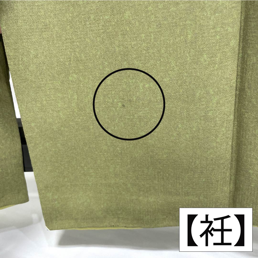 小紋 正絹 Aランク 身丈155cm 裄丈68cm 袷 利休生壁色(りきゅうなまかべいろ) 京野菜 緑系 1115007063319