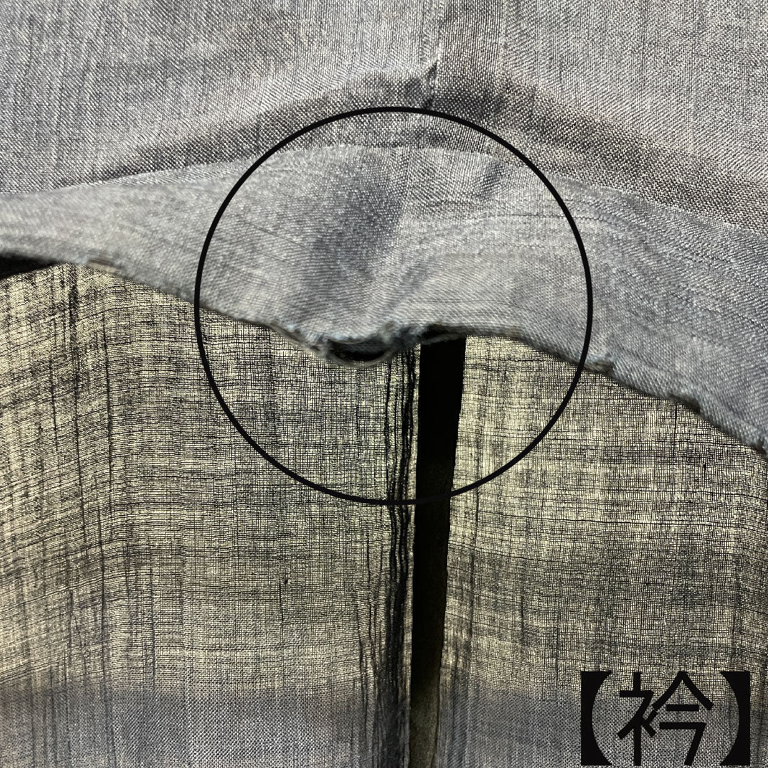 夏物 麻 男物 身丈145cm 裄丈67cm 濃紺色(のうこんいろ) 小千谷縮 紗 Bランク 紺系 1132000744118