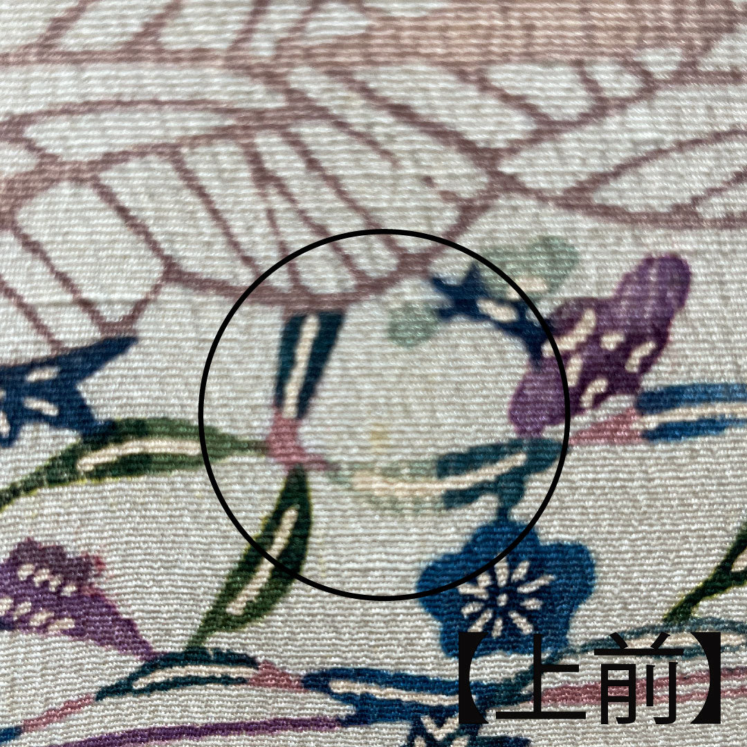 小紋 身丈154.5cm 裄丈61.5cm 袷 砥粉色 紅型 風景模様 正絹 Aランク クリーム系 1115003083215