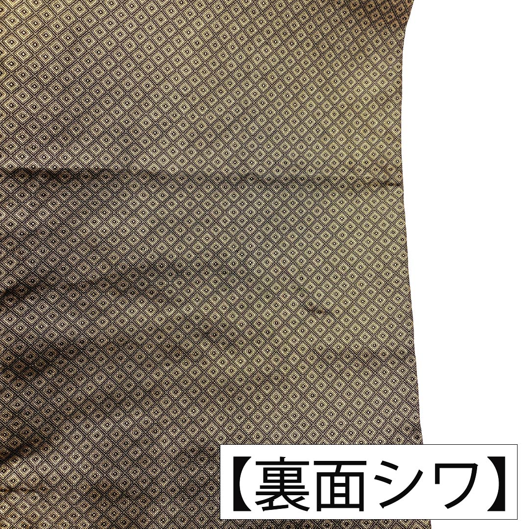 袋帯 正絹 Sランク 西陣織 竹垣 草花 帯丈428cm 六通 フォーマル 金系 1123017592321