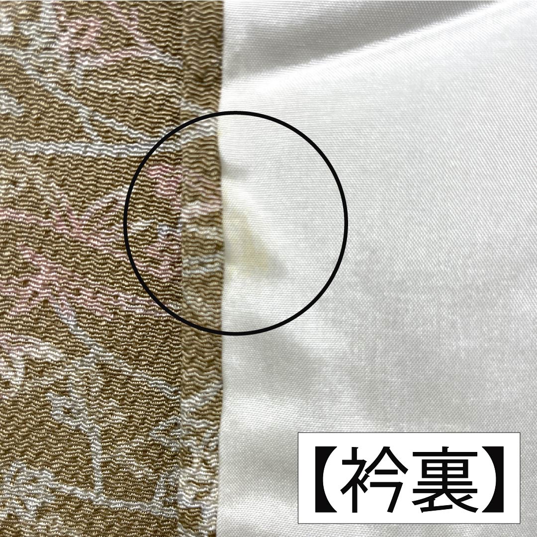 Komon (small pattern) kimono, pure silk, S rank, length 162cm, sleeve length 66cm, lined, naikisusutakeiro (soot-colored bamboo), crepe fabric, plant and folk art design, Chayatsuji, shrink-proof, beige, product number 1115007752425