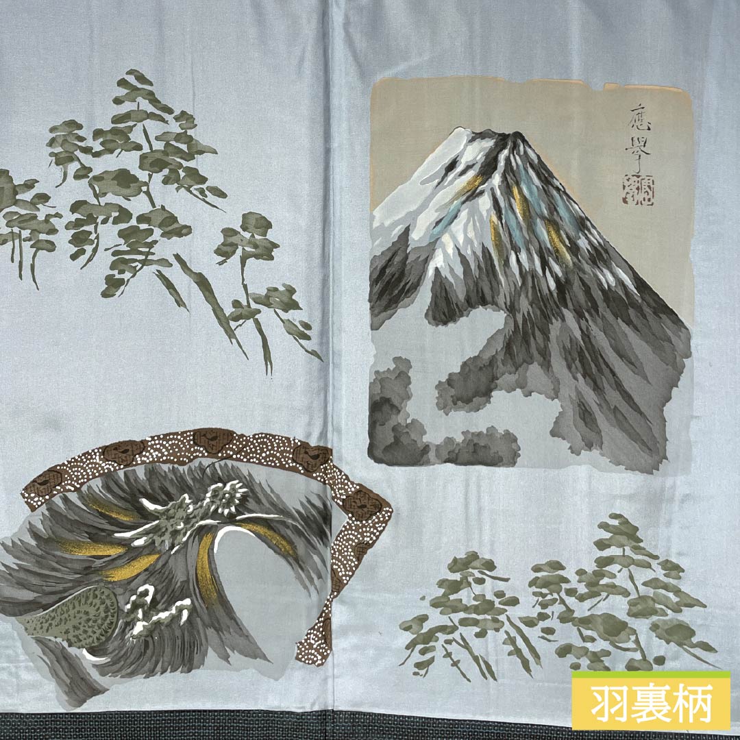 男物 正絹 Sランク 身丈141cm 裄丈67.5cm 裏色(うらいろ) 大島紬 100亀甲 アンサンブル 袷 青系 1119001392417