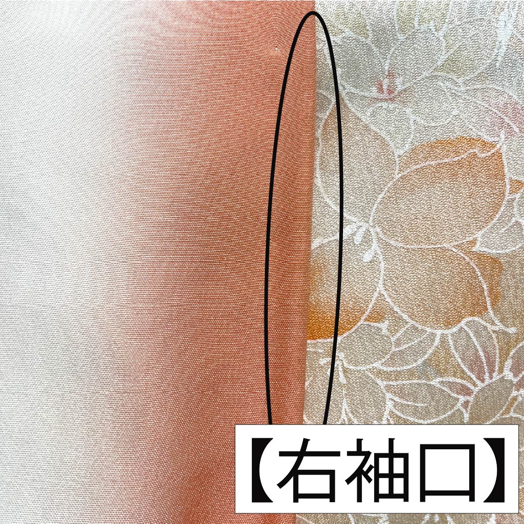小紋 正絹 身丈154.5cm 裄丈63.5cm 袷 朱華色(はねずいろ) 総花 Bランク 橙系 1115004994226