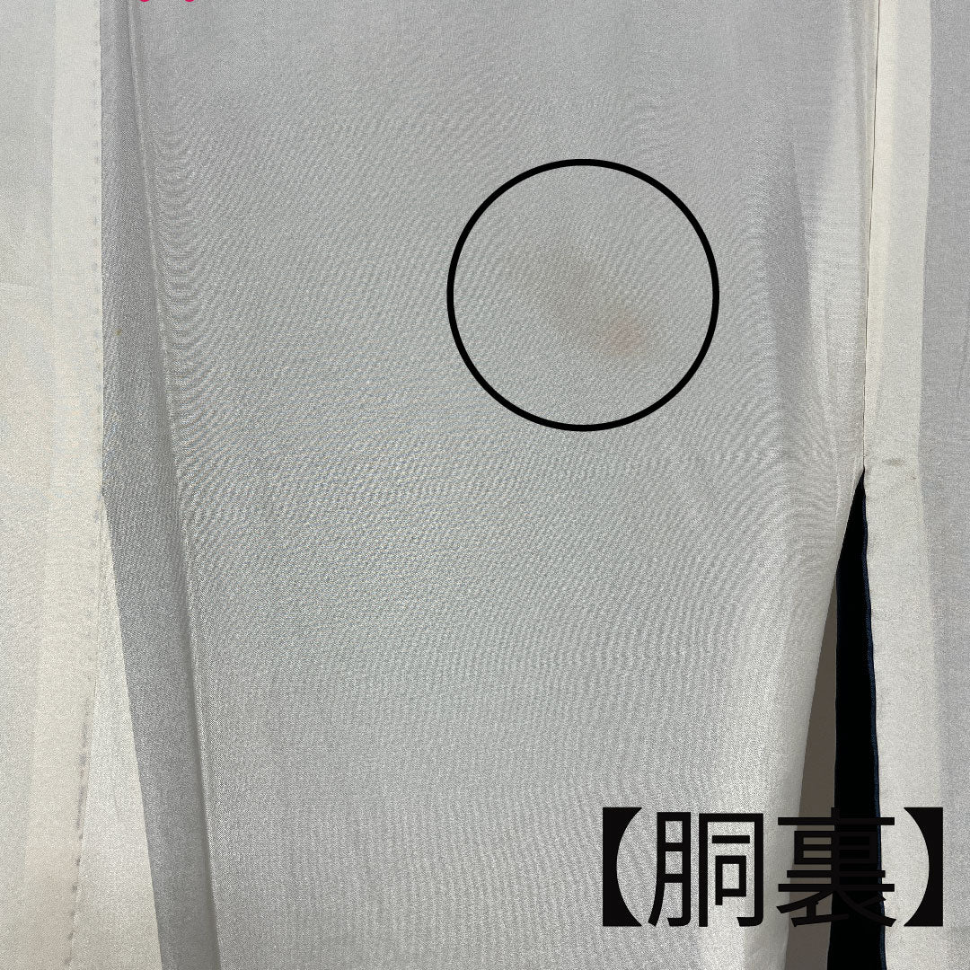大島紬 身丈155cm 裄丈69.5cm 紺鼠色 藍鉄色 縞模様 正絹 Aランク 袷 青系 1116001693317