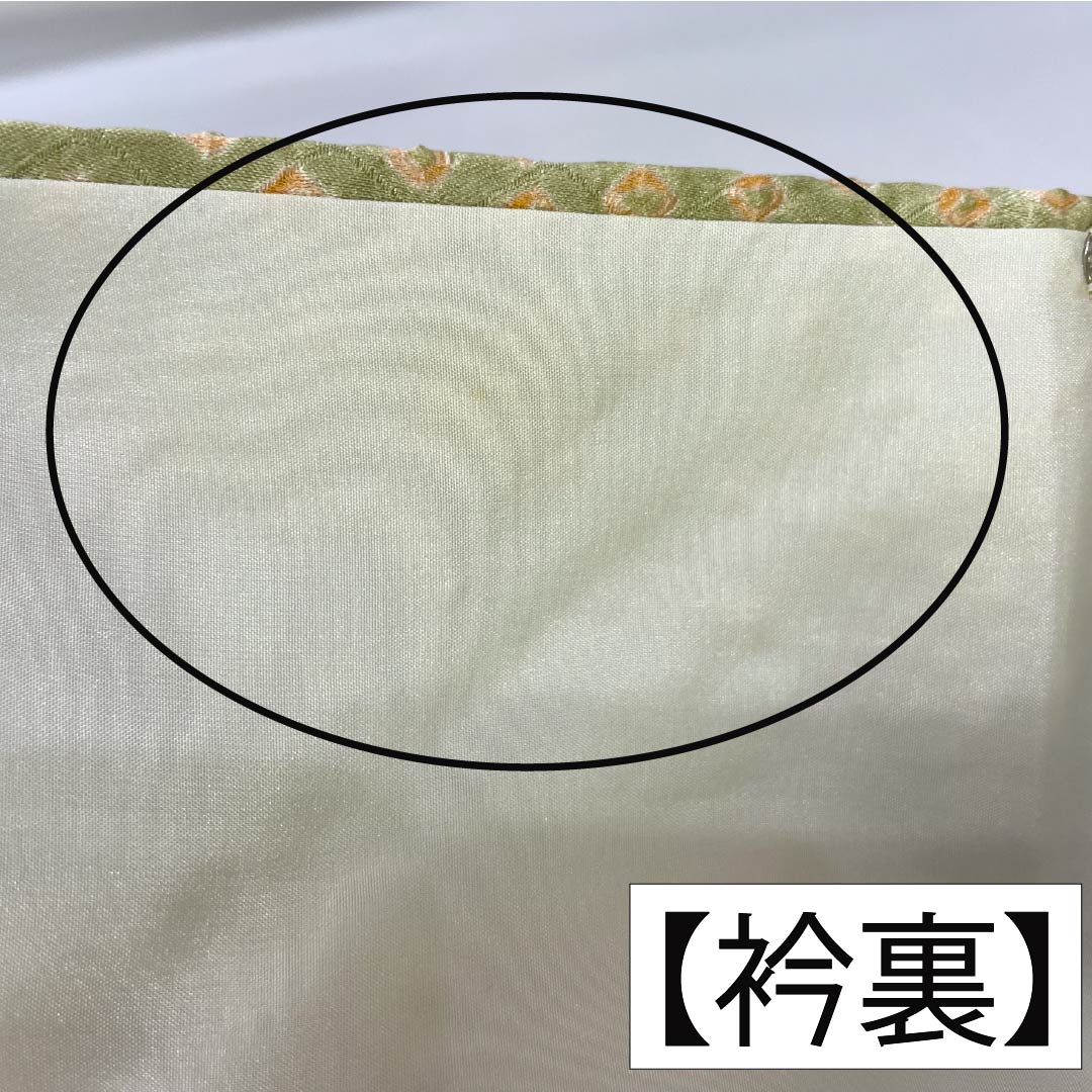 訪問着 正絹 Bランク 袷 身丈160.5cm 裄丈65.5cm 硫黄色(いおういろ) 総絞り 草花 緑系 1112007444419