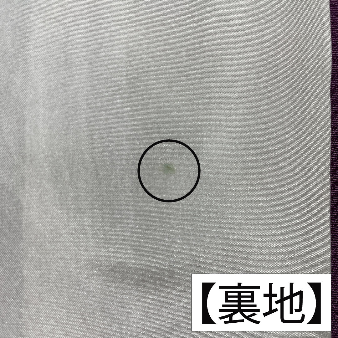 色無地 正絹 身丈158.5cm 裄丈66cm 古代紫色(こだいむらさきいろ) 素無地 一つ紋 丸の内に二ツ引き 袷 Aランク 紫系 1114001723320