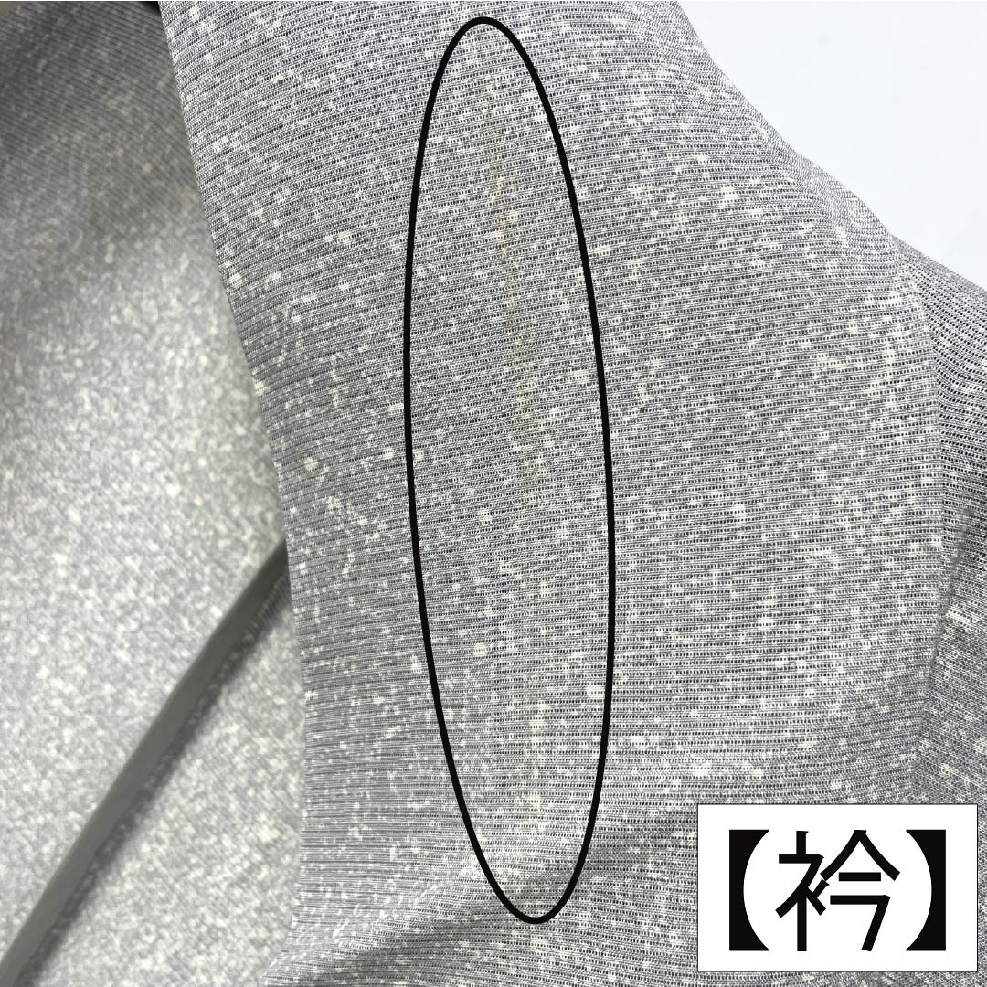 夏物 正絹 小紋 Aランク 身丈156cm 裄丈65.5cm 銀灰色(ぎんかいしょく) タタキ染 一つ紋 丸に上り藤 絽 グレー系 1132006423322