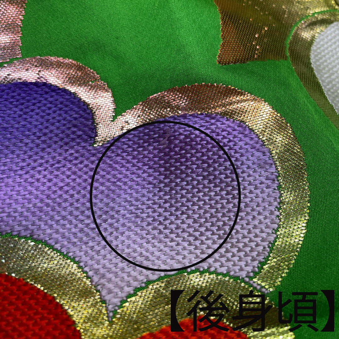 色打掛 正絹 身丈198cm 裄丈66.5cm 龍村謹製 桐箱入り 長襦袢セット 唐織 松 Aランク 袷 緑系 1110000613919