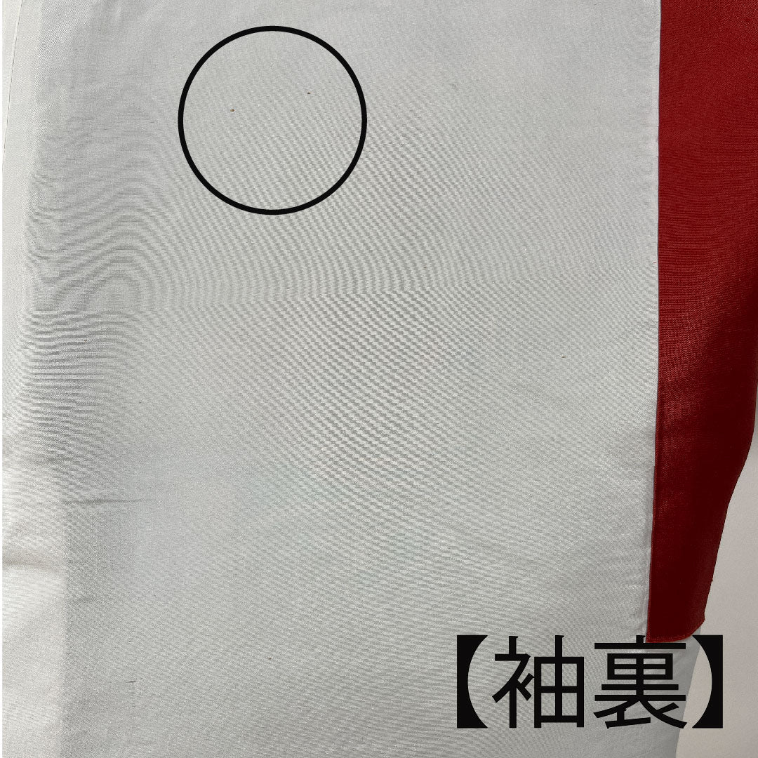 紬 身丈159cm 裄丈59cm 松葉色 花模様 正絹 Bランク 袷 緑系 1116001724319