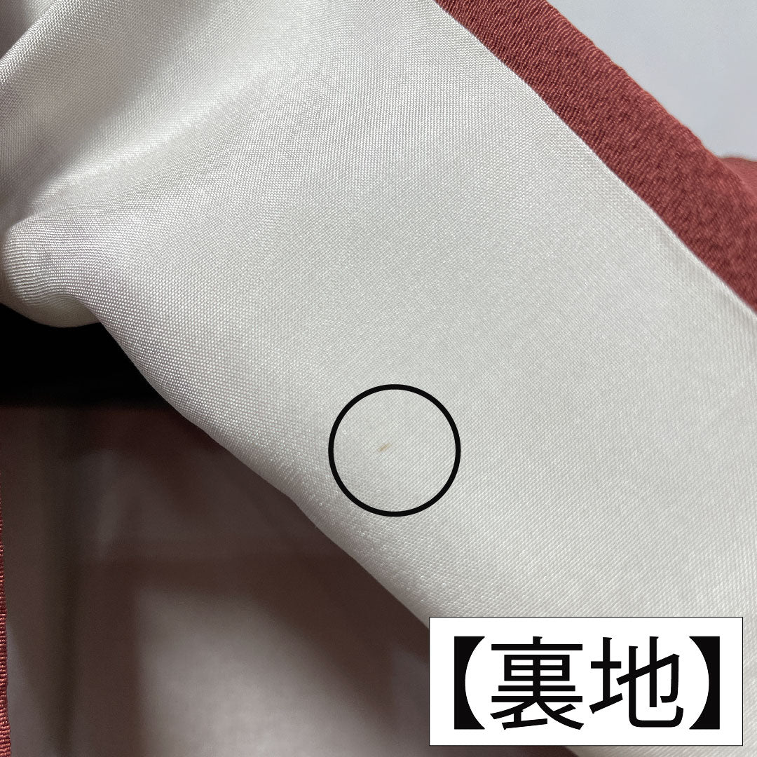 色無地 正絹 身丈154cm 裄丈62cm 長春色(ちょうしゅんいろ) 素無地 スコッチガード やまと謹製 袷 Sランク 朱系 1114002052216