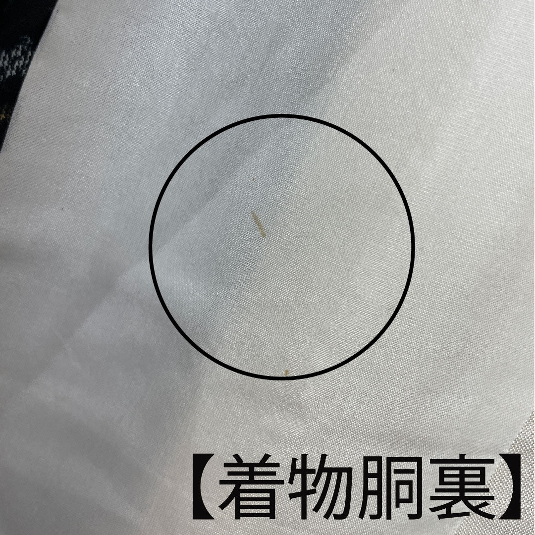 村山大島 身丈151cm 裄丈63.5cm アンサンブル 抽象模様 正絹 Aランク 袷 黒系 1116001993210