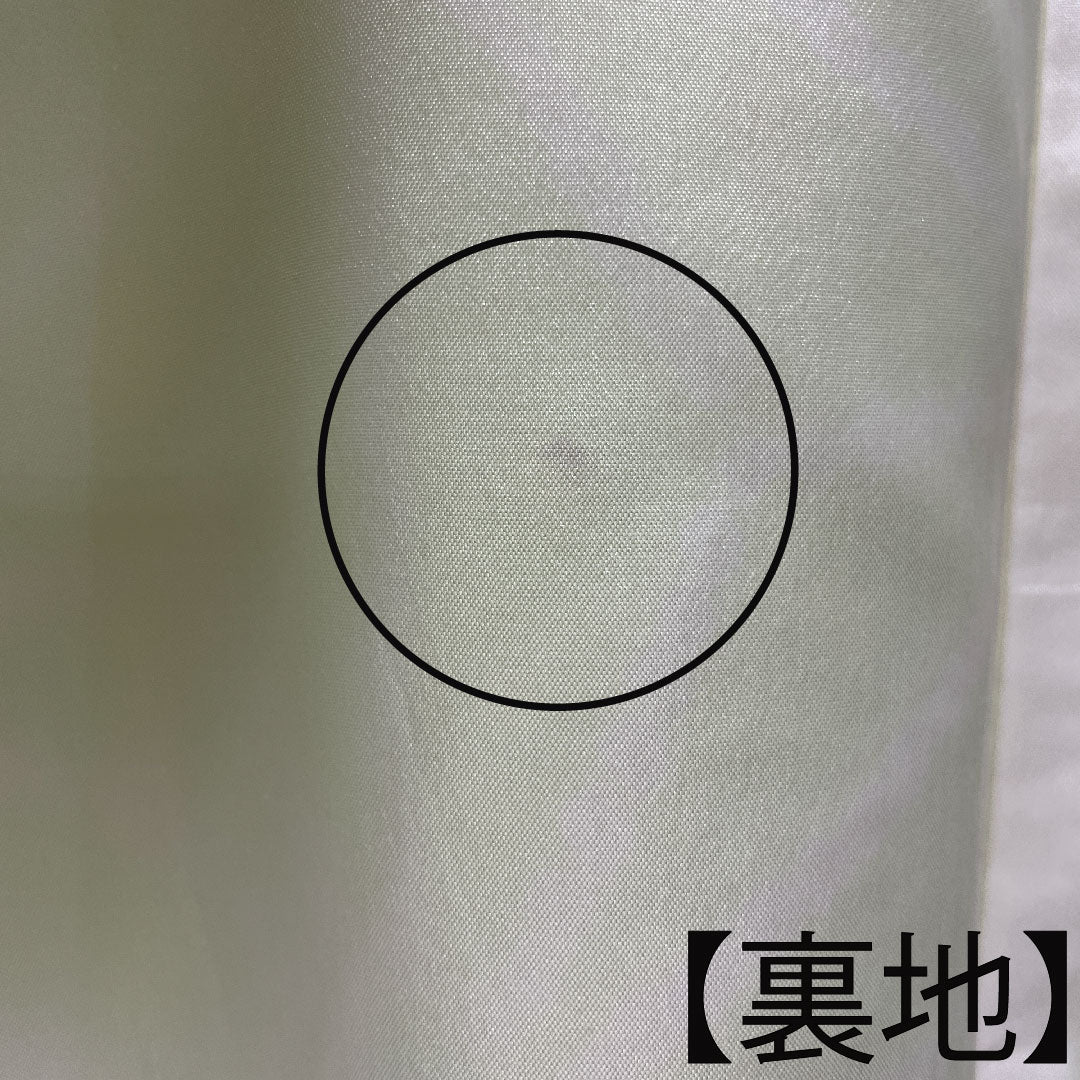 Homongi, pure silk, lined, length 162.5cm, sleeve length 62cm, young bud color, embroidery, tie-dye, hemp leaf, A rank, green, 1112003433419