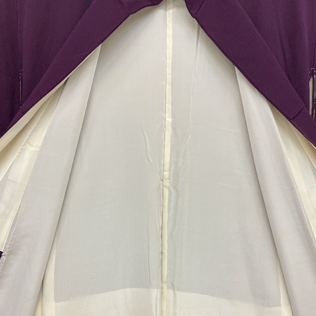 色無地 身丈153.5cm 裄丈63cm 袷 正絹 Aランク 紫系 1114000033120